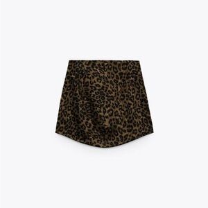 Zara Brown Leopard Print Mini Skirt